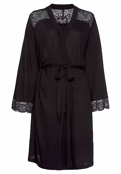 LASCANA Kimono, Kurzform, Viskose, Gürtel, mit Spitzeneinsätzen günstig online kaufen