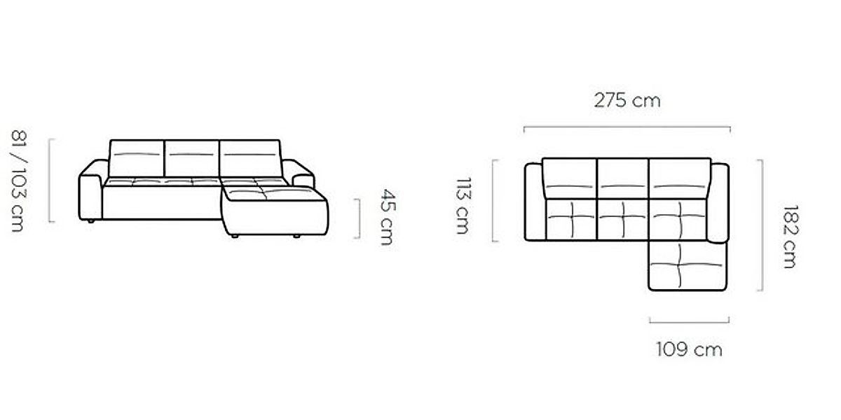 Xlmoebel Ecksofa Graues Ecksofa in L-Form mit multifunktionalen Eigenschaft günstig online kaufen