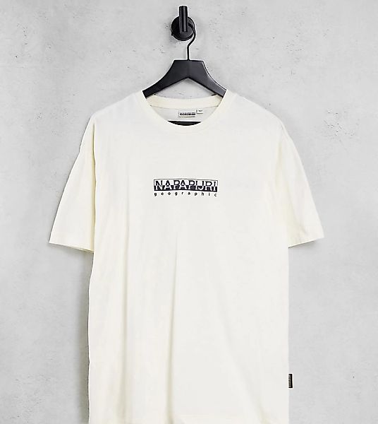Napapijri – Kastenförmiges T-Shirt in gebrochenem Weiß – Exklusiv bei ASOS günstig online kaufen