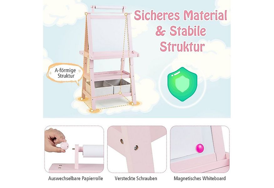 COSTWAY Standtafel Kinder Staffelei, doppelseitig, mit Magneten & 2 Boxen günstig online kaufen