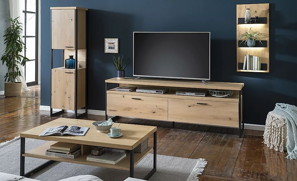 Woodford Wohnwand  Sero ¦ holzfarben ¦ Maße (cm): B: 299 H: 186 T: 46.0 Kom günstig online kaufen