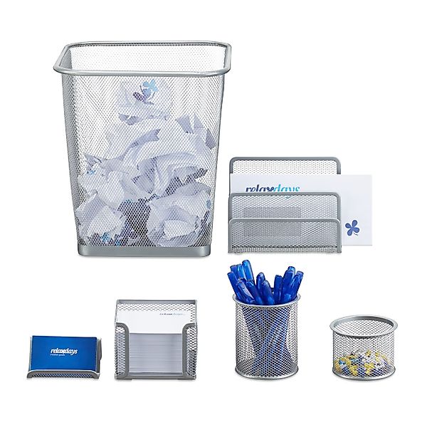 relaxdays Schreibtischaufsatz Schreibtisch Organizer Set, 6-teilig, günstig online kaufen