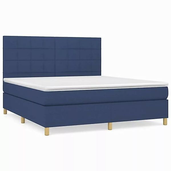 vidaXL Boxspringbett Boxspringbett mit Matratze Blau 160x200 cm Stoff Bett günstig online kaufen