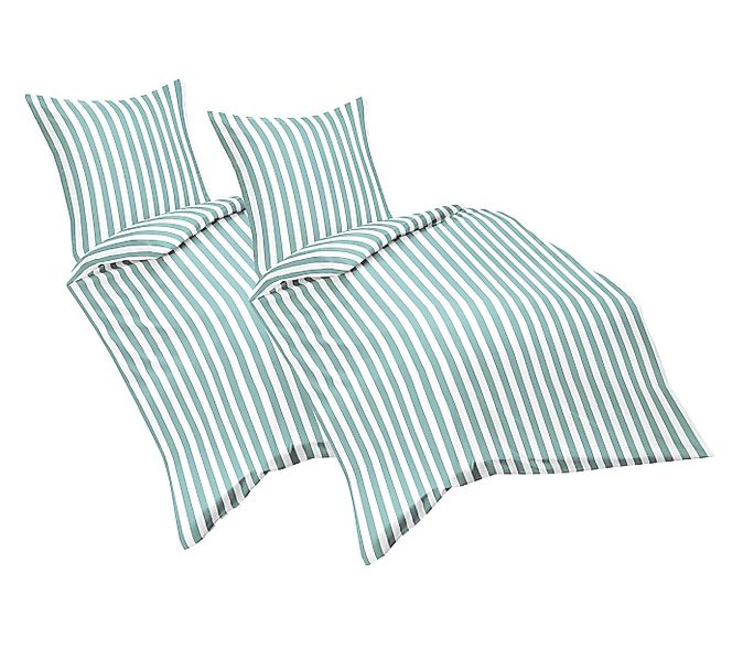 JACK Partnerbettwäsche 135x200cm 4tlg. Streifen in Türkis oder Beige, Renfo günstig online kaufen