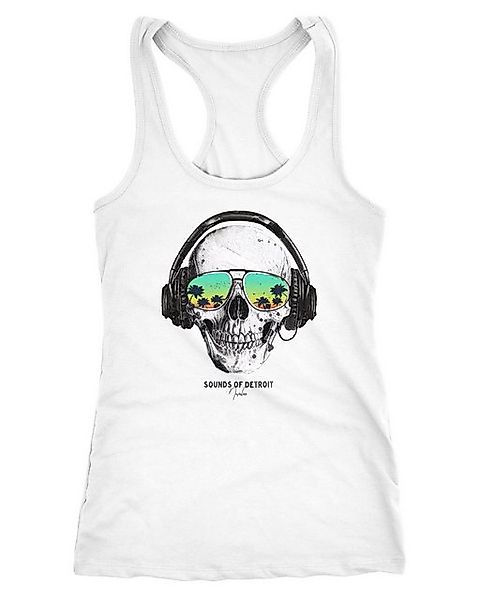 Neverless Tanktop Damen Tank-Top Totenkopf Kopfhörer Musik Party Skull Sonn günstig online kaufen