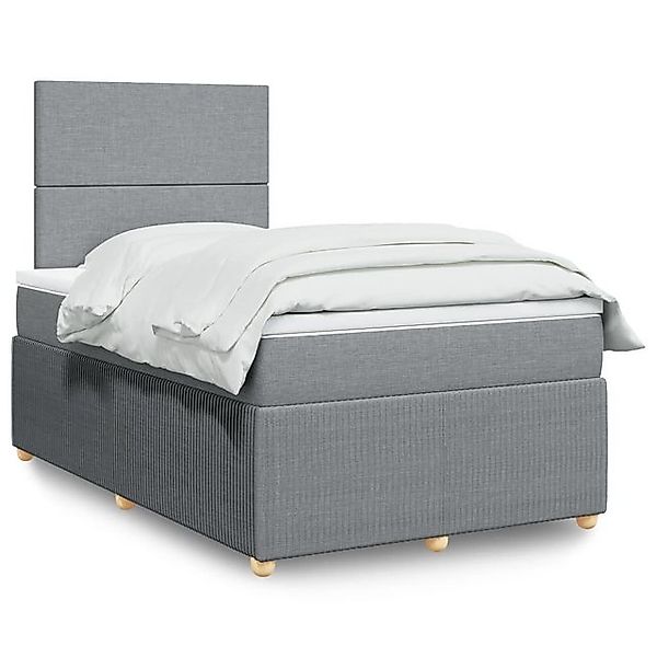 vidaXL Boxspringbett, Boxspringbett mit Matratze Hellgrau 120x190 cm Stoff günstig online kaufen