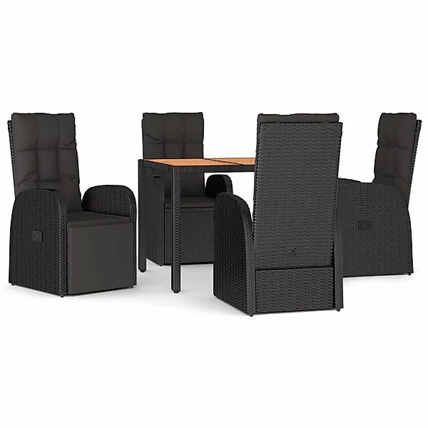 Vidaxl 5-tlg. Garten-essgruppe Mit Kissen Schwarz Poly Rattan günstig online kaufen