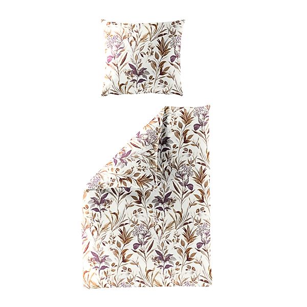 Bettwäsche Bierbaum Biber 4137-50 Blätter natur lachs 135x200 günstig online kaufen