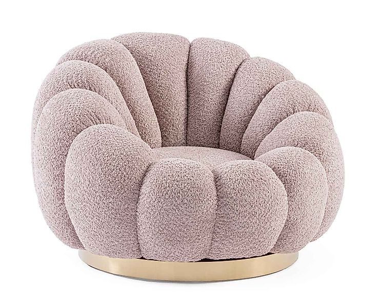Bizzotto Drehsessel Florel aus Boucle-Stoff, Altrosa, günstig online kaufen