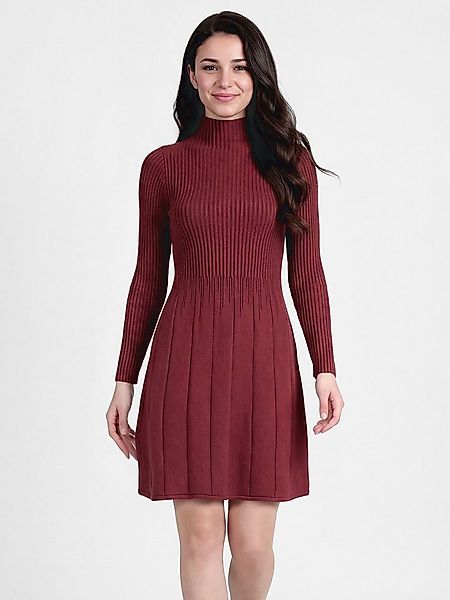 PEKIVESSA Strickkleid Kurzes Rippstrick-Kleid tailliert mit ausgestelltem R günstig online kaufen