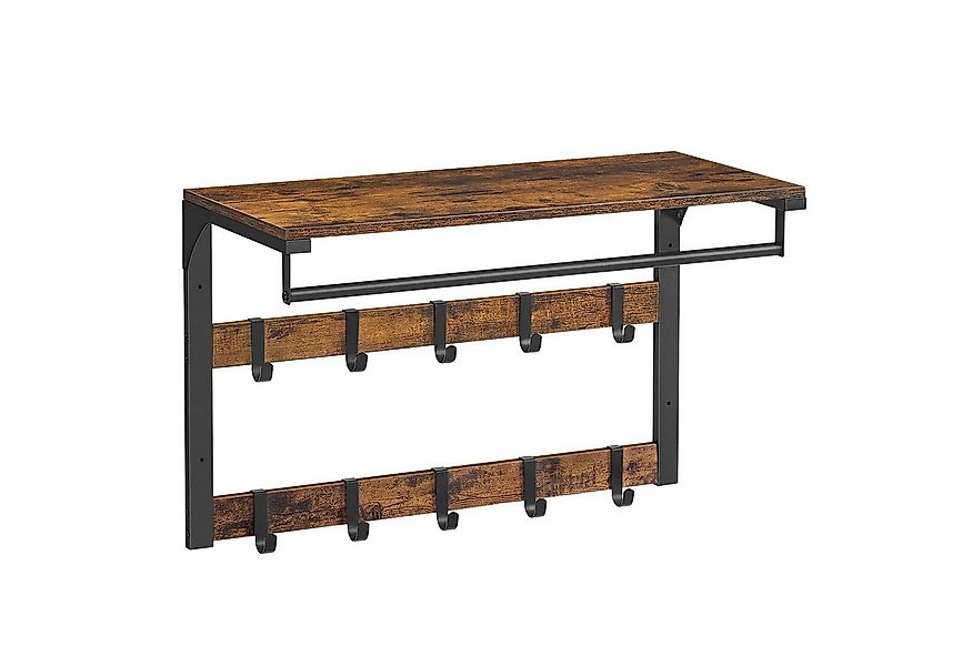 VASAGLE Wandgarderobe, Wandregal, mit Haken, 65 x 30 x 42 cm (L x B x H) günstig online kaufen