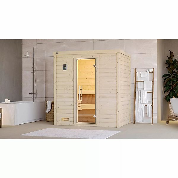 Weka Massivholzsauna Bergen 1 o. Ofen Glastür günstig online kaufen
