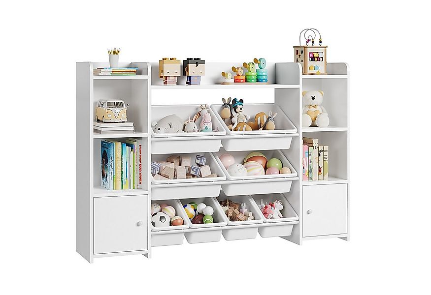 Homfa Spielzeugtruhe, Kinderregal Bücherregal Spiegelregal mit 8 Boxen weiß günstig online kaufen