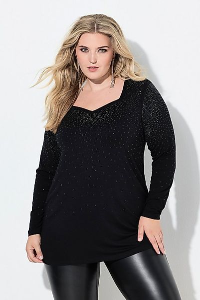 MIAMODA T-Shirt Langarmshirt A-Linie Glitzersteinchen-Verlauf günstig online kaufen