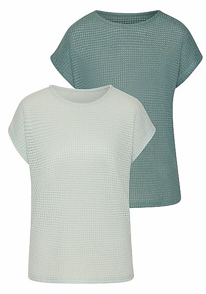 Vivance Kurzarmshirt "mit modischer Waffelstruktur", (2er-Pack), aus bügelf günstig online kaufen