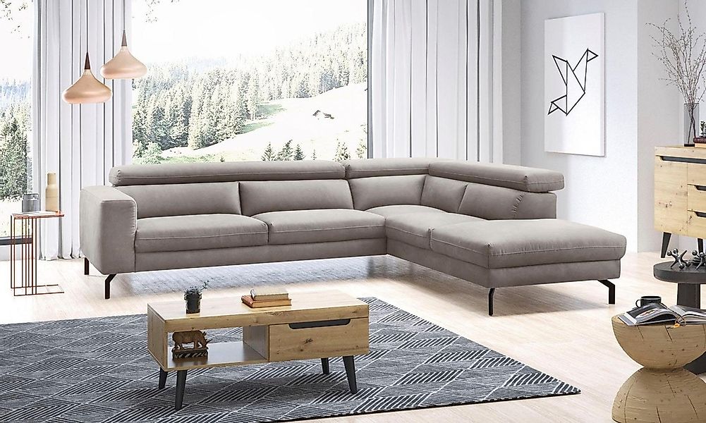 Places of Style Ecksofa »Olanta, L-Form«, mit verstellbaren Kopfstützen günstig online kaufen