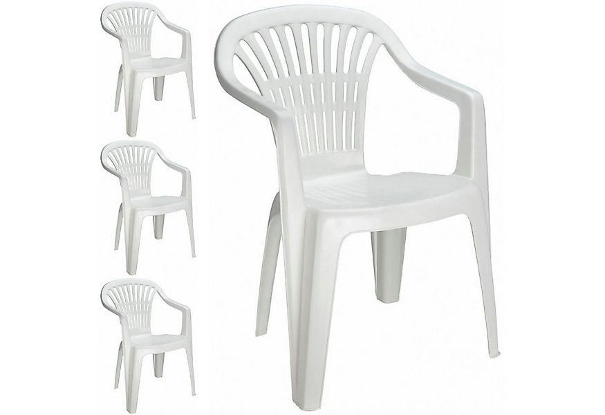 Progarden Stapelstuhl Gartenstuhl Terrassenstuhl Kunststoff Weiß 4 er Set ( günstig online kaufen