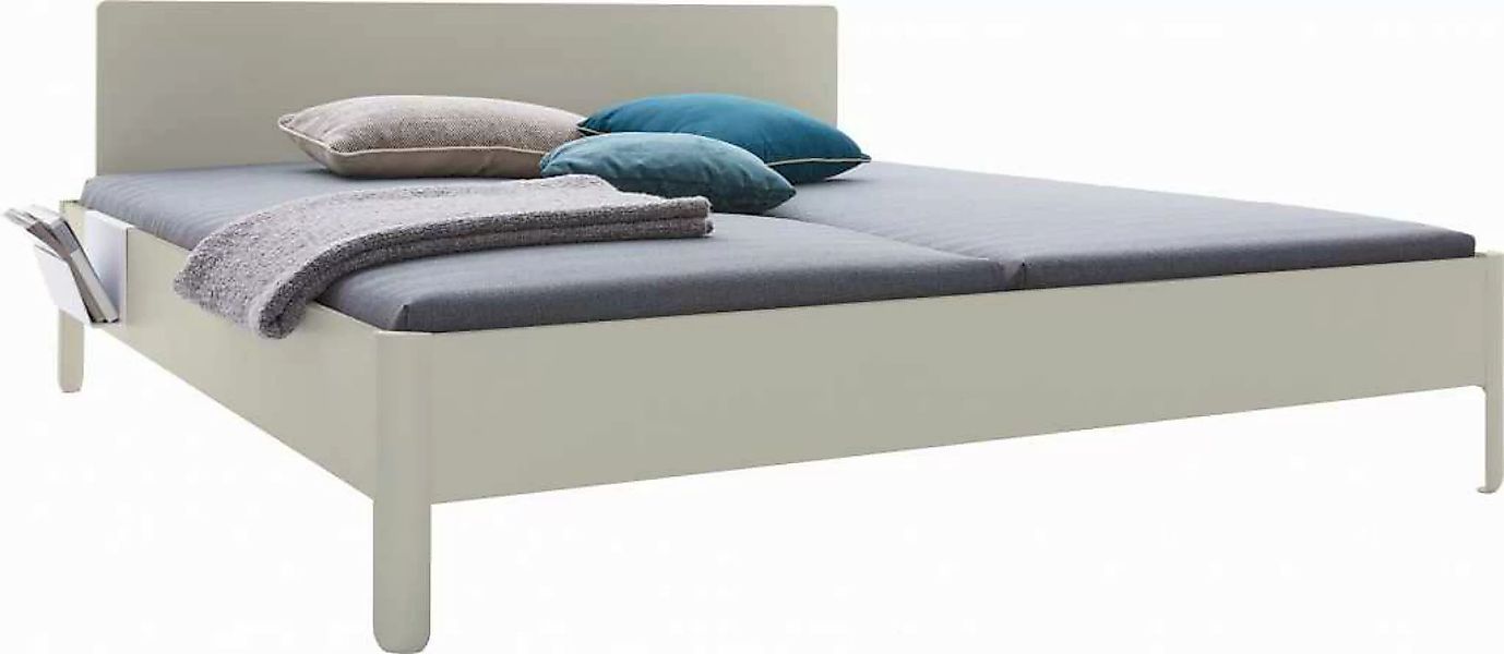 NAIT Doppelbett farbig lackiert Kieselgrau 140 x 200cm Mit Kopfteil günstig online kaufen