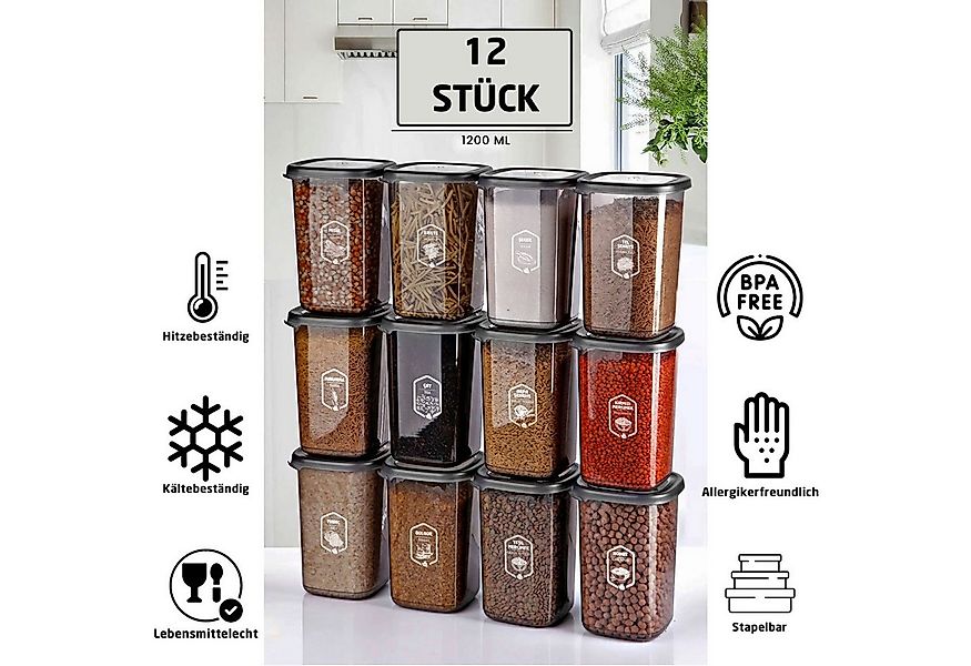 Jungengel Gewürzständer Vorratsdosen Set 12-teilig 1200ml Gewürzdosen stape günstig online kaufen