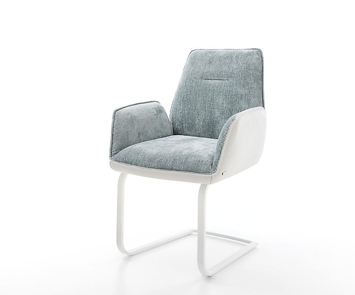 Freischwinger Zoa-Flex Materialmix Echtleder Weiß-Pastellblau Freischwinger günstig online kaufen