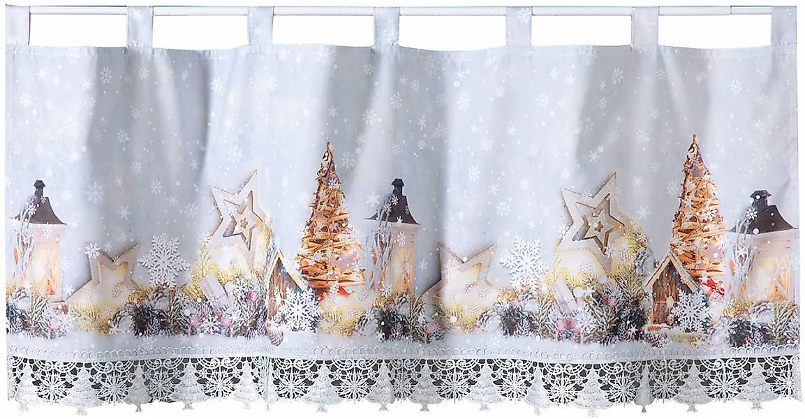 Weckbrodt Scheibengardine "rustikale Weihnacht" Schlaufen 1 Stk. tlg. Bistr günstig online kaufen