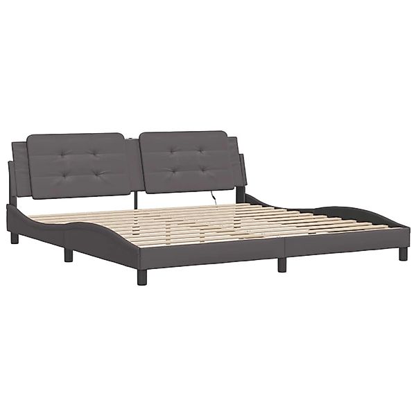 vidaXL Bettgestell mit LED ohne Matratze Zadar Grau 200x200 cm Kunstleder 3 günstig online kaufen