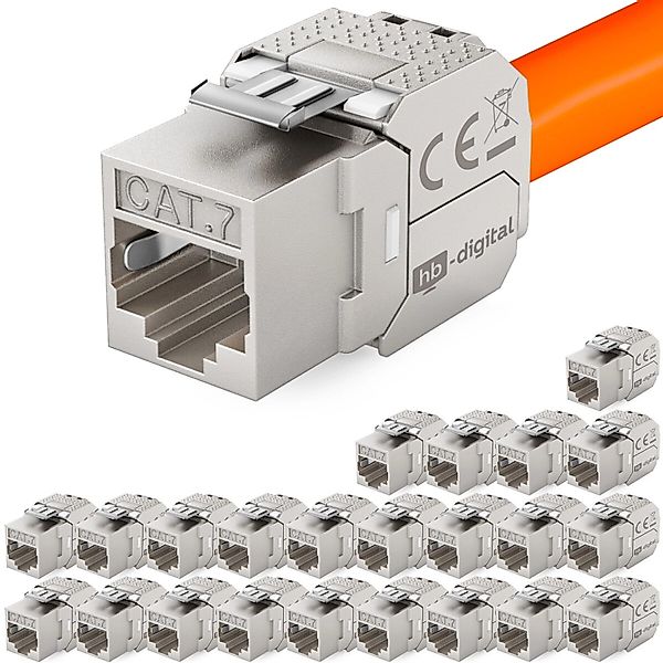 hb-digital 24x Keystone Modul CAT 7 RJ45 Einbaumodul Werkzeuglos Vergoldete günstig online kaufen