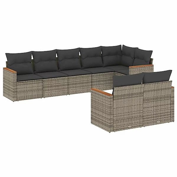 vidaXL 8-tlg Garten-Sofagarnitur mit Kissen Grau Poly Rattan Modell 133 günstig online kaufen