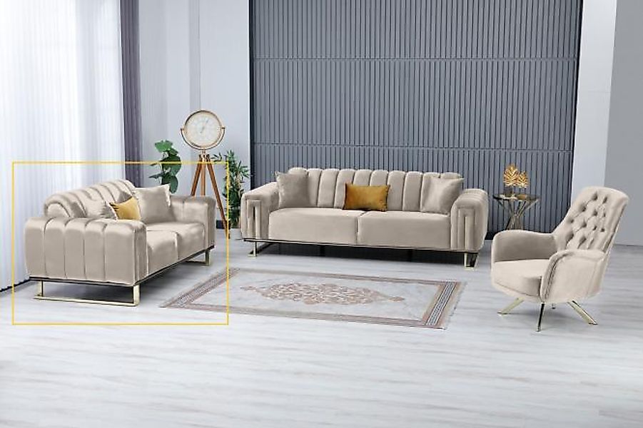 2-Sitzer Sofa inkl. kleine Kissen Everest  ca. 170x81x94 cm Gold / Silver günstig online kaufen