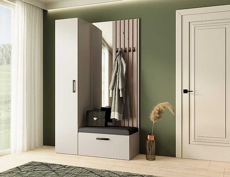 Beautysofa Garderobenschrank mit großem Spiegel und Kleiderstange MARGARET günstig online kaufen