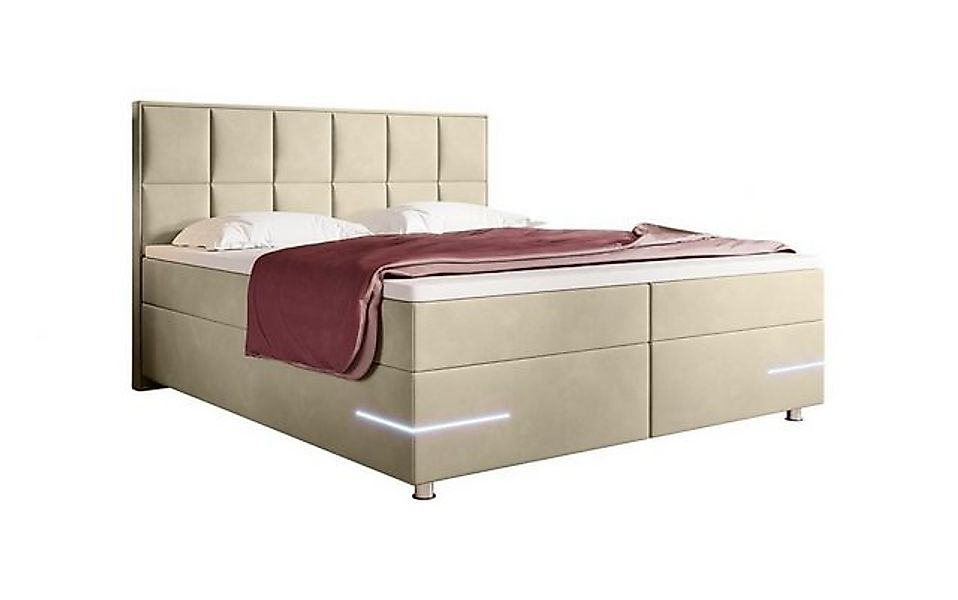 Luxusbetten24 Boxspringbett Lea, mit LED-Beleuchtung und Samtbezug günstig online kaufen