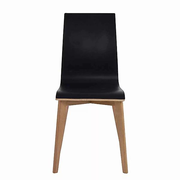 Stuhl in Schwarz Eiche Holzbeine (2er Set) günstig online kaufen