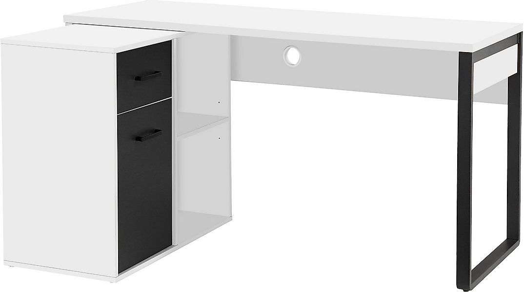 Places of Style Eckschreibtisch Moid, Computertisch, Kabeldurchlass, mit Re günstig online kaufen