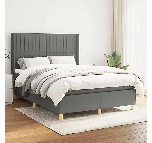 vidaXL Boxspringbett Boxspringbett mit Matratze Dunkelgrau 140x200 cm Stoff günstig online kaufen