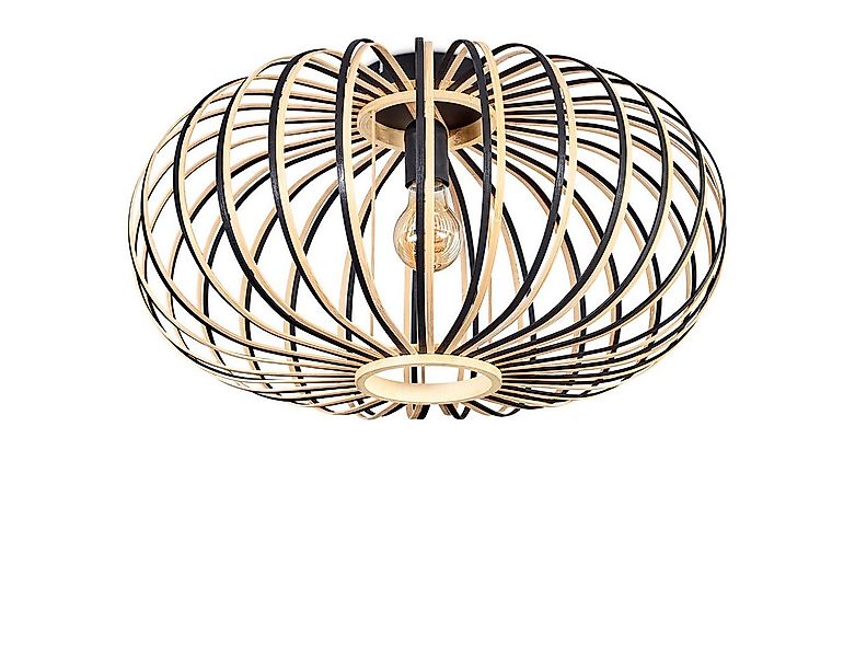 hofstein Deckenleuchte Deckenlampe aus Metall/Bambus in Schwarz/Natur, Leuc günstig online kaufen