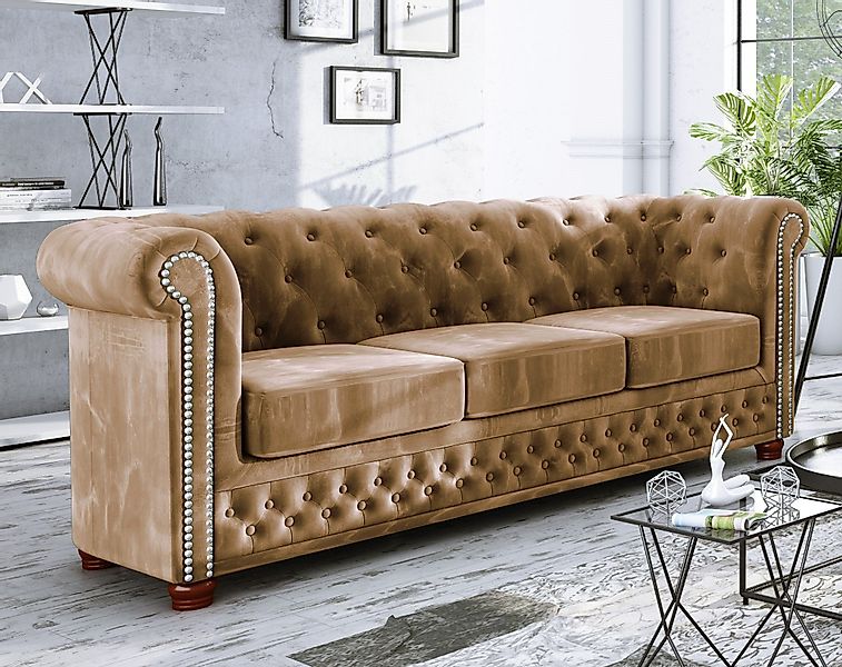 S-Style Möbel Chesterfield-Sofa Leeds, 3-Sitzer aus günstig online kaufen