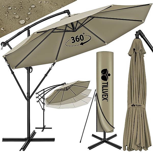 tillvex Sonnenschirm 300 cm Kurbel Ampelschirm günstig online kaufen