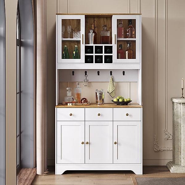 Ulife Hochschrank in Weiß-Holzoptik, modernes Sideboard, günstig online kaufen