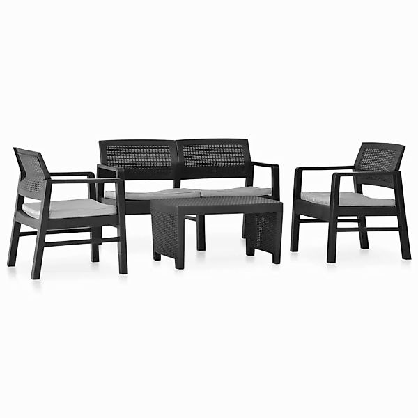 Garten-lounge-set Mit Auflagen 4-tlg. Kunststoff Anthrazit günstig online kaufen