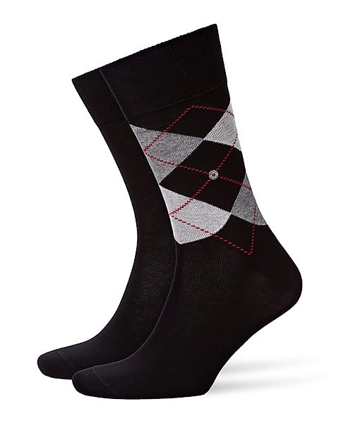 Burlington 2-er Set Socken Grau mit Argyle-Muster günstig online kaufen