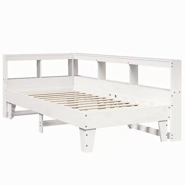 vidaXL Bett Massivholzbett mit Regal ohne Matratze Weiß 75x190 cm Kiefer günstig online kaufen