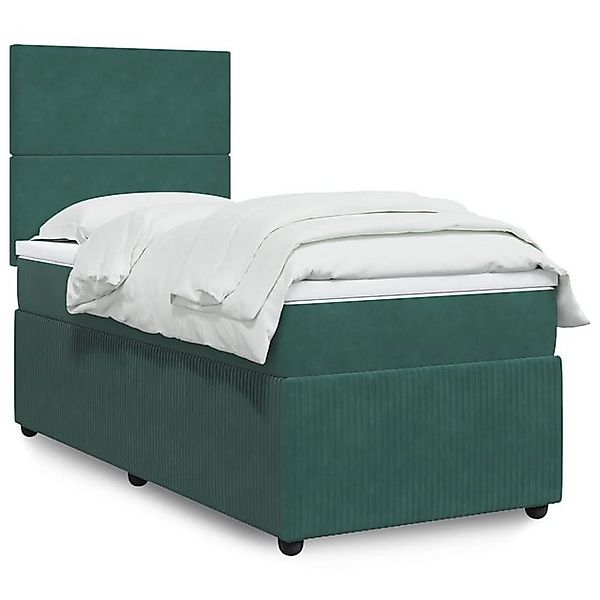 vidaXL Boxspringbett, Boxspringbett mit Matratze Dunkelgrün 100x200 cm Samt günstig online kaufen