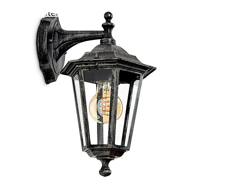 hofstein Außen-Wandleuchte Wandlampe abwärts aus Metall/Glas in Schwarz/Gra günstig online kaufen