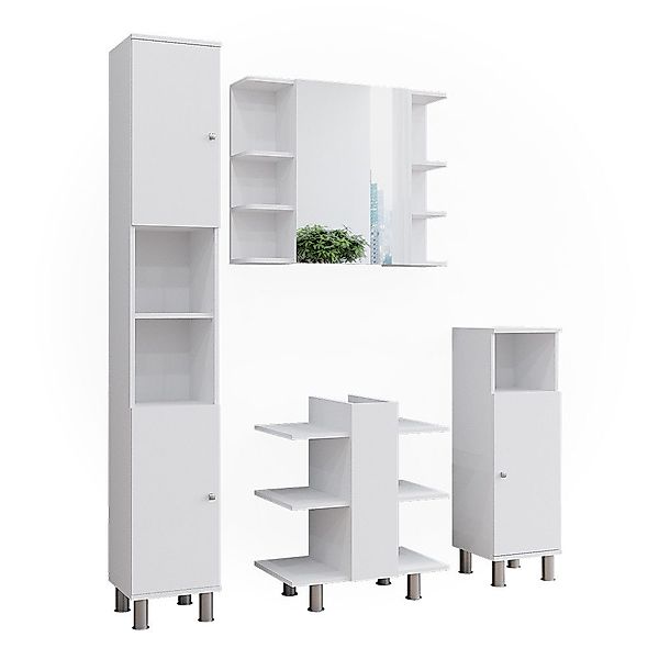 Vicco Badmöbel-Set Fynn, Weiß, 4 Teile, günstig online kaufen