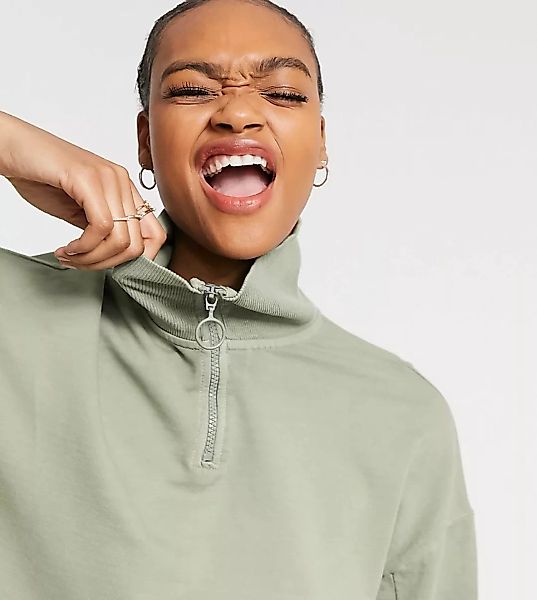 COLLUSION – Sweatshirt in Stone-Waschung mit hohem Stehkragen-Neutral günstig online kaufen