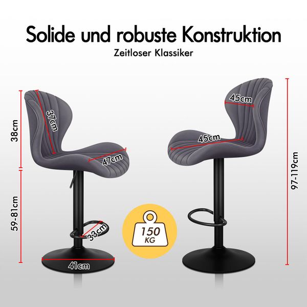 ALFORDSON Barhocker 2er Set, Höhenverstellbare Küchenhocker günstig online kaufen