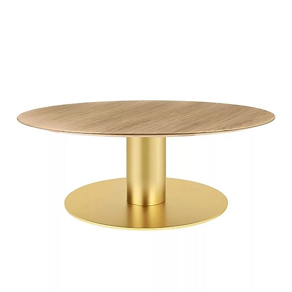 Gubi - 2.0 Coffee Table Gestell Messing Ø110cm - eiche/Tischplatte Eiche/H günstig online kaufen