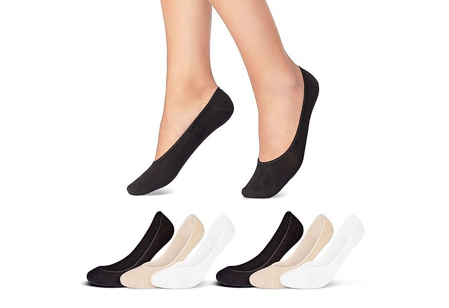 sockenkauf24 Füßlinge 6 Paar "Low Cut" Ballerina Socken Baumwolle Sneakerso günstig online kaufen