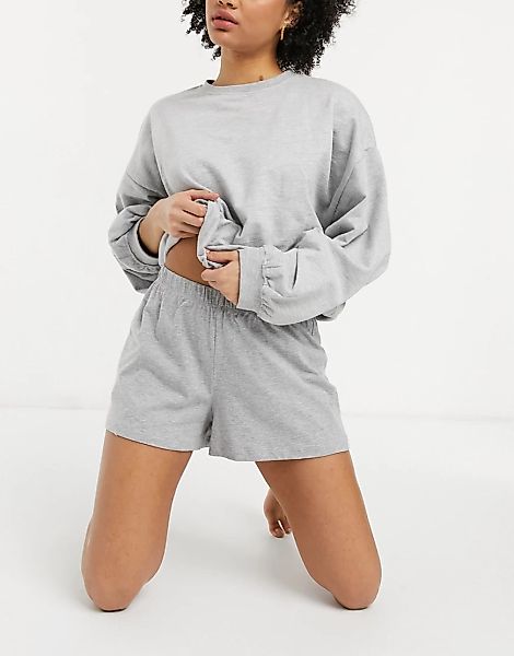 ASOS DESIGN – Mix & Match – Jersey-Pyjama-Shorts in Kalkgrau günstig online kaufen