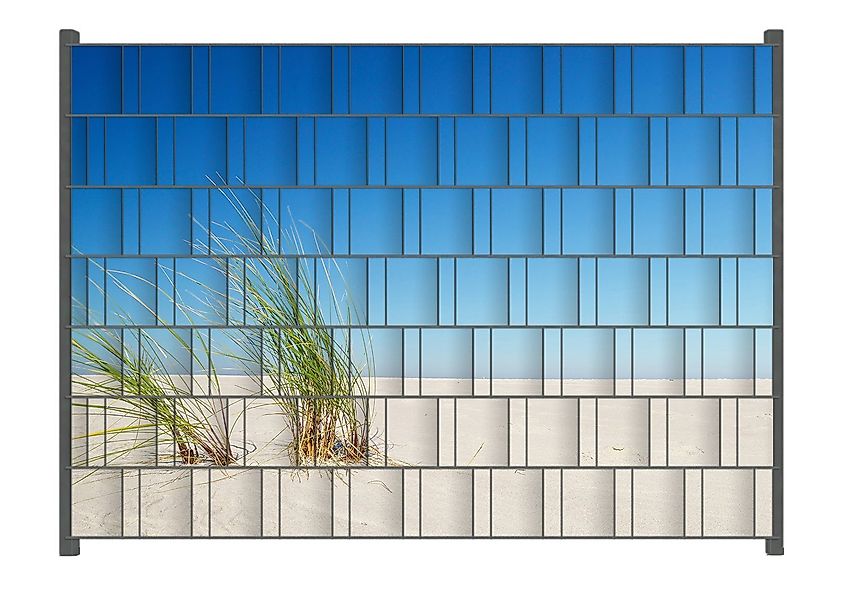 Wallario Sichtschutzstreifen Sandstrand unter blauem Himmel, günstig online kaufen